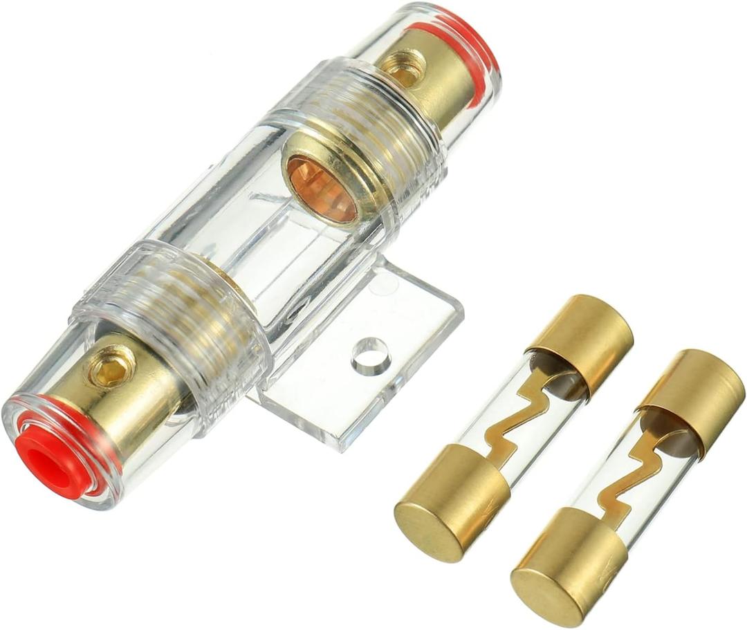 BOJACK 4-8 Gauge AWG in-line 50A AGU Fuse Holder with 50 Amp AGU Fuses for Car Audio, Alarm, Amplifier, Compressors, Waterproof Inline Fuse Holders (50A)