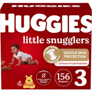 Baby Diapers Size 3 (16-28 lbs), 156ct, Huggies Little Snugglers
