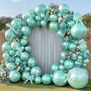 Pearl Teal Blue Balloon Double Stuffed Blue Balloons Garland Pearl Turquoise Arch Kit Teal Long Balloons Different Size for Birthday Wedding Baby Shower Anniversary Decoration