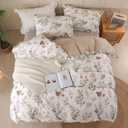 OAITE Duvet Cover Twin Size - 100% Cotton Comforter Cover Floral Duvet Cover Sets 3-PC, Breathable Duvet Cover with Zipper Closure & Corner Ties