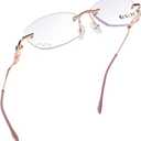 LUFF Anti-Blue Light Rimless Reading Glasses for Women,Stylish Frameless Reading Glasses Diamond Cut Edge Lens,Lightweight Metal Computer Readers,Anti Eyestrain, Diamond Cut Edge Lens(1.0X)