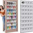 40 Large Mesh Pocket Over the Door Shoe Organizer,Hanging Shoe Rack for Door,Hualleko Shoes Organizer Hanger with Large Capacity, Shoes Storage Holder Sturdy Non-woven Fabric - Stores 20 Pairs (White)