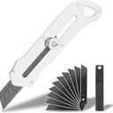 2 x Harita Box Cutter Utility Knife Stainless Steel, Adjustable blades length Heavy Duty Rust Resistance with blackening via phosphating with 10 Pcs SK5 Blades for men women craftmen Quick-Change Bright