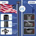 Upgraded 10 Gauge 25FT Heavy Duty Flag Pole Kit with 136 LED Solar Light, Extra Thick Flagpole for Outside House in Ground, Bottom 3 mm Thick & Width 3.74 in, 120MPH Wind Rated