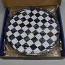 Black and White Kitchen Lazy Susan Turntable  Checkered Round Decorative Tray, 10 Table Top Oak Wood Lazy Susan for Cookies, Dining Table Organizer, Small Kitchen Table Centerpiece