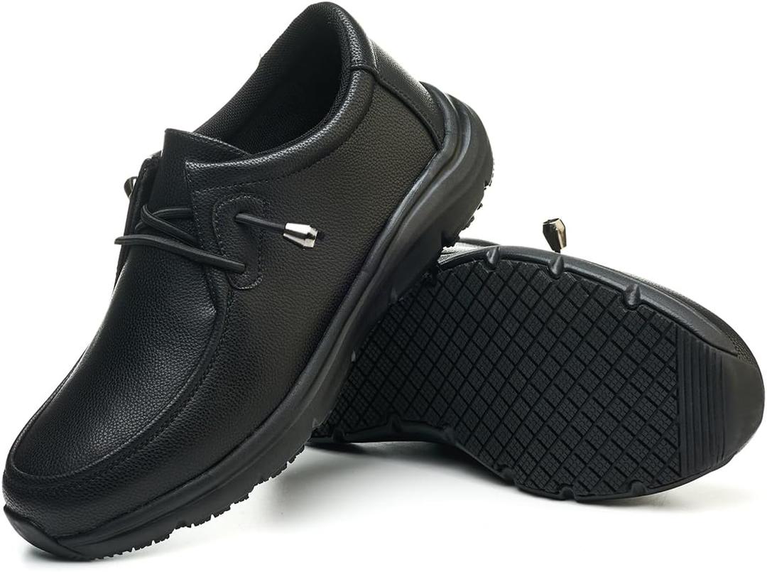 Non Slip Work Shoes for Men Women Chef Kitchen Restaurant Food Service Waterproof Lightweight Comfortable Slip on Loafers (12.5 Women/10.5 Men)