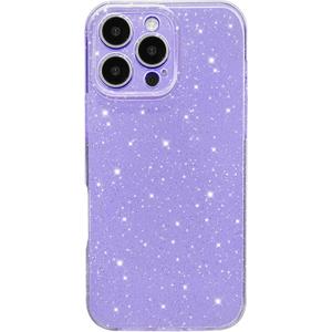 Hython Case for iPhone 16 Pro Case Glitter Cute Sparkly Shiny Bling Sparkle Phone Cases 6.3", Thin Slim Fit Soft TPU Bumper Shockproof Rubber Protective Cover for Women Girls Girly, Light Purple