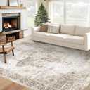 VECARF Area Rug 6x9 Washable Rug, Vintage Boho Medallion Rugs Non-Slip Soft Low Pile Large Distressed Rug Indoor Retro Carpet for Living Room Bedroom Dining Room Home Office (Taupe, 6'x9')