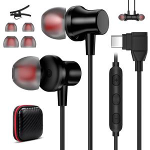 Jelanry USB C Earbuds Wired Headphones with Mic for iPhone 17 16 15 iPad Air Pro, Elbow Magnetic in-Ear Type-C Earphones HiFi Stereo Volume Control for Samsung Flip Fold 6 Galaxy S25 S24 Oneplus 13 12