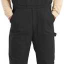 HISEA Insulated Bib Overalls for Men, Winter Water Resistant Duck Canvas Overall, Loose Fit Utility Workwear for Cold Weather (Large, Black)