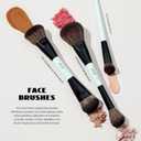 Jessup Makeup Brushes Set 10pcs, Double Sided Foundation Contour Blush Highlight Blending Eyebrow Brush Eyeshadow Eyeliner Concealer Brush, Bright Cyan Cruelty Free Cosmetic Tools T500