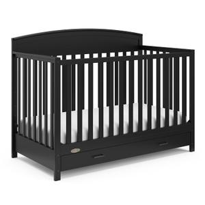 Graco Benton 5-in-1 Convertible Crib with Drawer  GREENGUARD Gold Certified, Converts from Baby Crib to Toddler Bed, Daybed and Full-Size Bed, Full-Size Nursery Storage Drawer (Black)