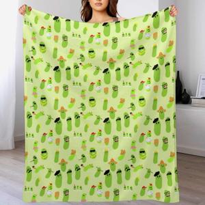 Pickles Throw Blanket for Teens Boys Girls and Adults Soft Warm Cozy Funny Midweight Food Flannel Blankets for Couch Sofa Bed Camping Travel Home Decor 50" X 60"