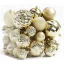 Gold Shatterproof Christmas Ball Ornaments, 32 Pcs, Plastic, Hanging, Christmas, Wedding