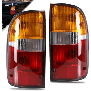 Tail Light Assembly Compatible With 1995-2000 Toyota Tacoma Rear Taillights Pair Left Driver and Right Passenge Side Replace TO2800116 TO2801116 8156004030 8155004030(Red/Amber/Clear Lens)