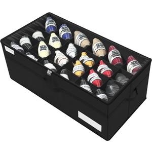 Luvhomee Shoe Storage Organizer, Fits 24 Pairs, Large Shoe Organizer Box for Closet, Clear Foldable Shoes Containers w/Bottom Support, Space Saving Shoe Cubby Storage Boxes w/Reinforced Handles, Black