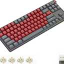 R87 Wireless Mechanical Keyboard, Hot Swappable Wired/2.4G Wireless/Bluetooth Keyboard with RGB Light for Windows & Mac, PBT Keycaps, G Pro 3.0 Yellow Switch, Night Crimson