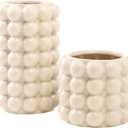 Bubble Vases, Set of 2 Ceramic Vase for Flowers, Boho Ceramic Flower Vases for Decor, Tall Bubble Vase for Living Room, Dining Table, Wedding, Mantel, Coffee Table(Beige) (Large+Medium)