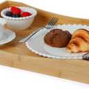 Gobam Bamboo Serving Tray with Handles, 19.7 x 13.8 inch Rectangular Decorative Tray for Entryway, Kitchen, Dining & Living Room, Large Wooden Breakfast Trays for Bed, Coffee Table & Ottoman