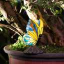 Rezpuao Solar Butterfly Garden Statues,Butterfly Decor for Outdoor,Resin Colorful Butterflies Figurine with Solar Light for Patio,Balcony,Yard,Lawn Ornament,Perfect Garden Gift