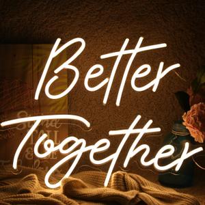 ATOLS Better Together Large Neon Sign for Wall Decor,with Dimmer Switch,12V Reusable Neon Light Sign for Engagement Party,Wedding Decoration,Warm White 23.5x10.5 & 17.5x8.5Inch