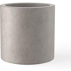 Kante 15.7" Dia Round Concrete Planter, Modern Style Large Cylindrical Plant Pot with Drainage Hole and Rubber Plug for Indoor Outdoor Patio, Weathered Concrete