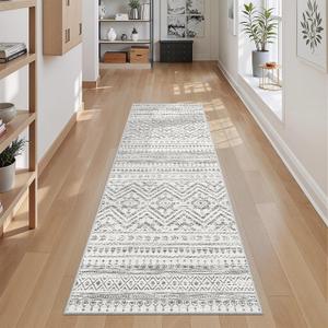 Miukiki Washable 2x5 Runner Rug Hallway Non Slip Kitchen Runner Grey