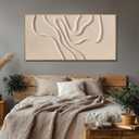 Hue7Art Neutral Abstract Hand Painted Oil Wood Frame Wall Art 29x58