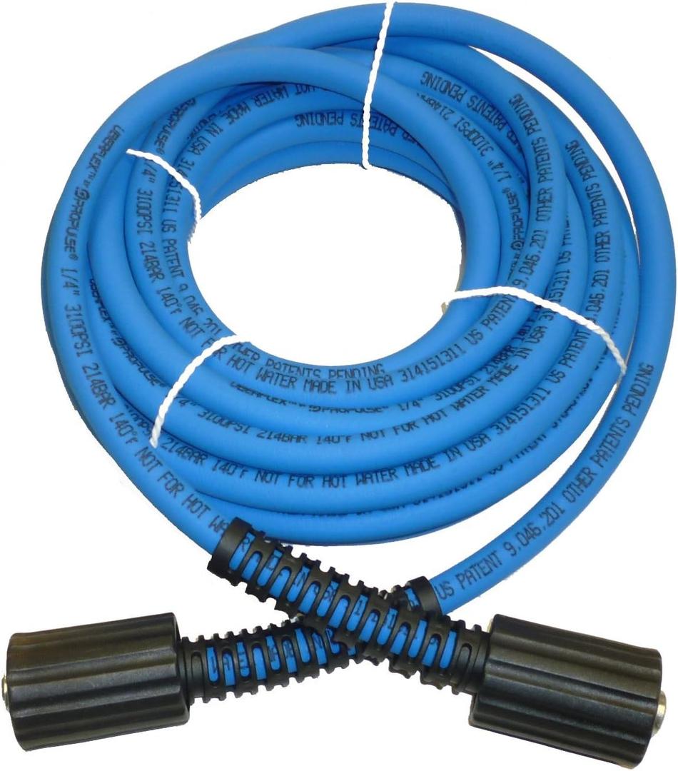 UBERFLEX Kink Resistant Pressure Washer Hose 1/4", 3,100 PSI with (2) 22MM - Made in USA - (25 Feet)