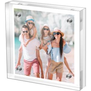 Small 44 Inches Acrylic Picture Frame,Clear Magnetic Picture Frame for Wedding,Double Sided Frameless Photo Frame for Desktop Free Standing,Display Stand Acrylic Frame