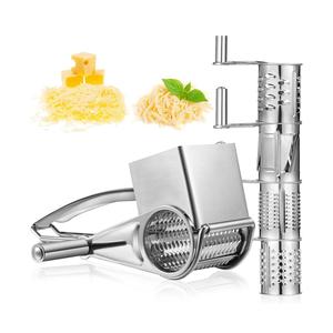Rotary Cheese Grater Stainless Steel Handheld Rotary Parmesan Grater Cheese Cutter Slicer Shredder with 4 Stainless Drum for Grating Hard Chocolate Nuts Kitchen Tool