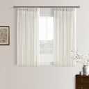 Natural Pinch Pleated Linen Curtains 45 Inch Length 2 Panels Set for Bedroom Dining Room Kitchen Semi Sheer Linen Boho Farmhouse Neutral Small Window Curtains 45 Inches Long Cream Ivory Birch 50x45