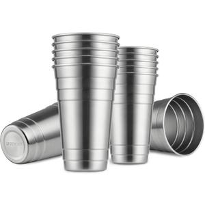 MEWAY Premium Stainless Steel Cups 24 oz Pint Cup Tumbler (8 Pack) - Premium Metal Cups - Stackable Durable CupChilling Beer Glasses, for Travel, Outdoor, Camping, Everyday
