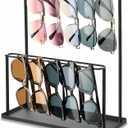 Sunglasses Organizer Glasses Holder Stand with Tray, Eye Glasses Display, 2 Tier Sunglass Storage Rack for Multiple Glasses, for Desk, Nightstand, Dresser, Vanity, Metal, Black