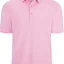 Men's Polo Shirts Short Sleeve Moisture Wicking Performance Golf Shirts Collared Lightweight Casual T-Shirt Athletic (Pink, L)