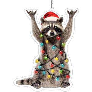 2 x Raccoon Christmas Ornament, Double-Sided Print, Racoon Ornament, Animal Ornaments, Funny Christmas Ornaments, Funny Raccoon Gifts for Women, Racoon Gift, for Grandkids, Family, Friends