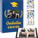 R HORSE Class of 2026 Graduation Photo Album Holds with Stickers, 200 Pocket 4 x 6 Inch Memory Photo Books, 2026 Graduation Leather Album with Front Window, DIY Craft College High School Graduate Gift