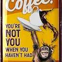 LANOLU Vintage Coffee Sign - DRINK COFFEE MONKEY, Funny Kitchen Signs, Metal Decor 12x8