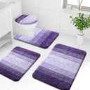 Arotive Microfiber Bathroom Rugs Sets 4 Piece, Extra Soft Absorbent Bath Mats, Machine Wash Dry U-Shaped Contour Rug and Toilet Lid Cover for Bath Tub, Toilet and Shower, Dark Purple