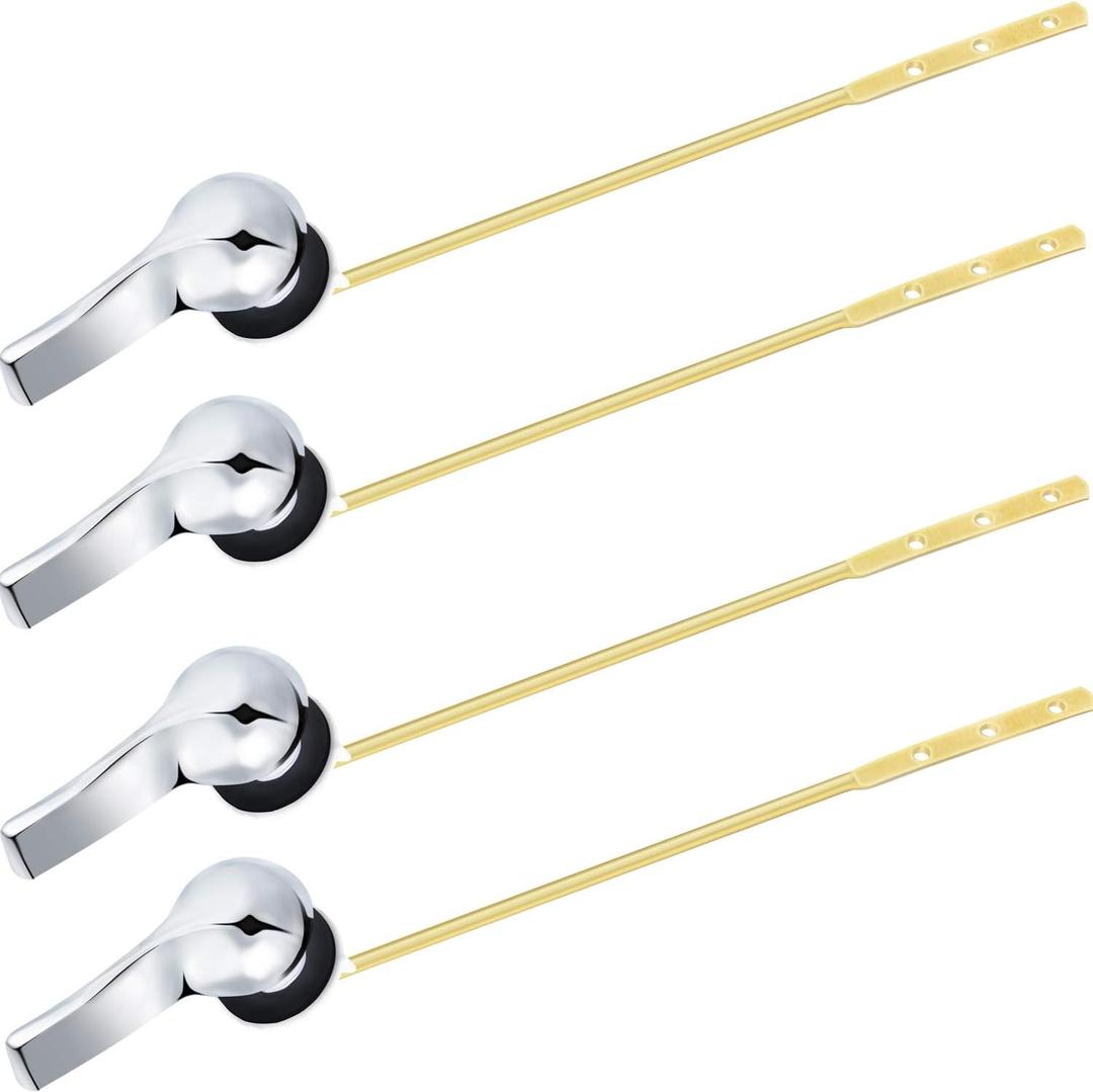 Honoson 4 Pieces Toilet Tank Handle Flush Lever Replacement Universal Flush Lever Finish Handle for Most Front Mount Toilet