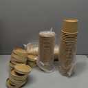 Fulmoon 50 Pack 8 oz Paper Soup Containers with Lids, Disposable Kraft Paper Soup Cups Ice Cream Bowls Food Storage with Lids, Microwavable and Freezer Safe (Brown)