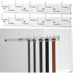 Blulu 2 Pcs 13.8'' Sliding Tie Rack Hangers for Closet, 9(Total 18) Tie Pull Out Wall Mounted Extending Sturdy Metal Belt Organizer Holder for Men Belt Storage, Sliver