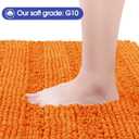 ACCUMTEK Striped Orange Bathroom Rug Set 3 Pieces Ultra Soft, Non Slip Chenille Toilet Mat, Absorbent Plush Shaggy Bath Mats for Bathroom, Bedroom, Kitchen (2'8"x1'8"+2'1'5"+U Shape 2'x1'8")