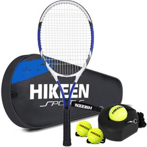 Hikeen Premium Tennis Trainer Rebound with Metal Base,Portable Solo Tennis Trainer Set with 3 Highly Elastic String Balls,Tennis Practice Equipment for Adult Kids an Beginners