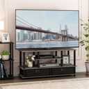 Furinno JAYA Large Stand for up to 55-Inch TV, French Oak, 47. 63(W) x 15. 55(H) x 22. 79(D) Inches., Grey/Black, 55" TV, Plastic Frame