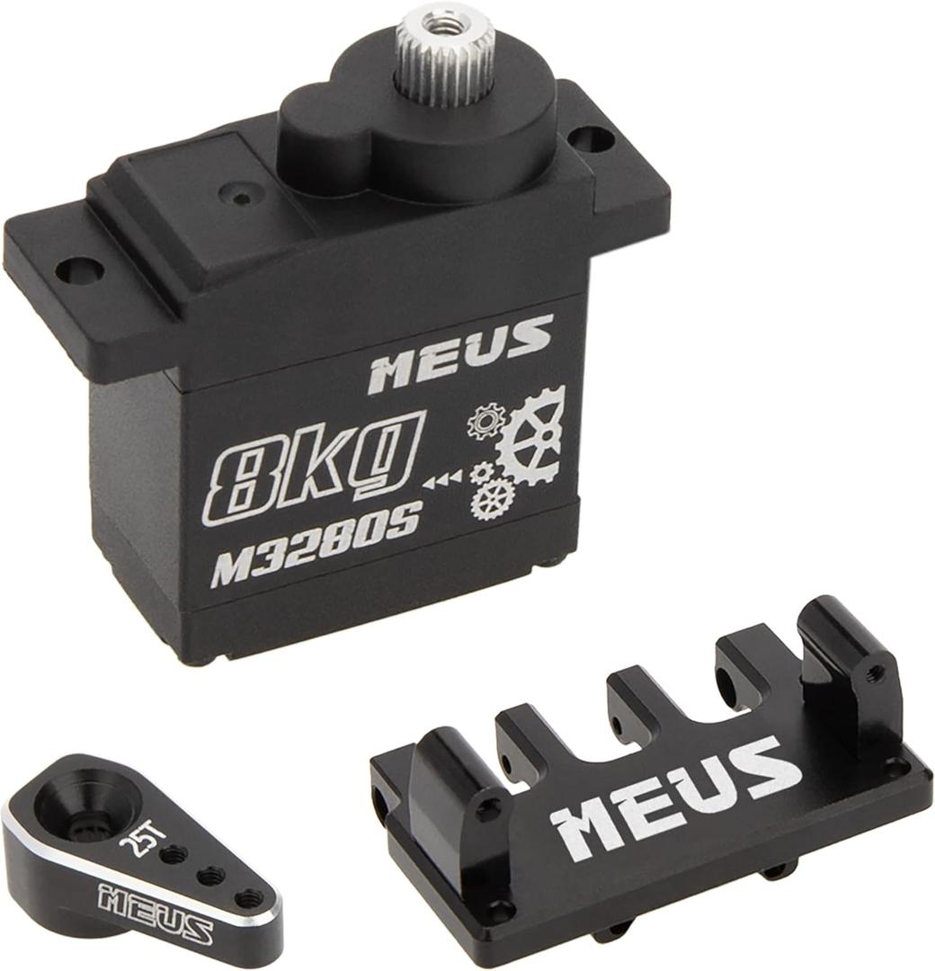 MEUS Racing Cored SCX24 Steering Servo with Mount and Servo Horn for SCX24 1/24 RC Crawler Upgrades Parts (M3280S)