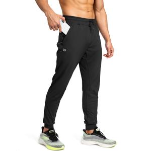 G Gradual Men's Sweatpants with Zipper Pockets Athletic Pants Traning Track Pants Joggers for Men Soccer, Running, Workout (Medium, Black)