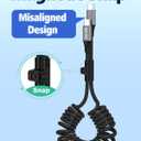 AGVEE 3ft Coiled Short USB-C to USB-C Charging Cable [USB-IF Certified] 60W PD Fast Charger Cord in Car for iPhone 17/16/15 CarPlay, Galaxy S25 S24 S23 S22 S21 S10, Google Pixel, Dark Gray