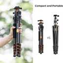 K&F Concept 62" Carbon Fiber Camera Tripod,Portable Compact Tripods with Detachable Monopod,360 Metal Ball Head 15KG/33lbs Load Capacity with Quick Release Plate for Travel and Work A255C2+BH-36L