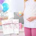Baby Alphabet & Predictions Advice Theme Baby Shower Game Activities- 25 Watercolor Pink Bow Game Cards(5’’x7’’) For Boys & Girls- Decorations & Supplies For Baby Shower & Gender Neutral Party-C03